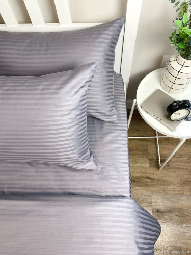 Простыня Страйп-Сатин Светло-серая 140гр 100% хлопок