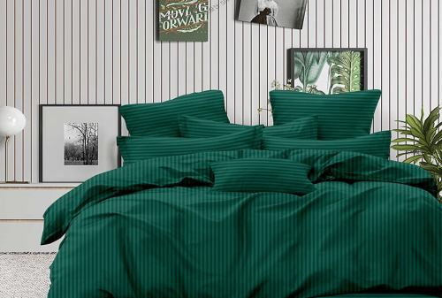 КПБ СТРАЙП-Сатин Зеленый 140гр 100% хлопок